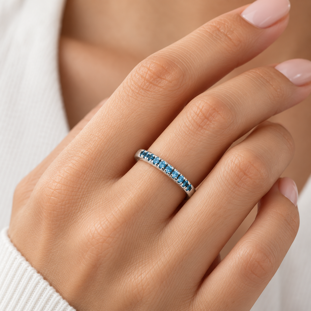 Round London Blue Topaz Stackable Ring Sterling Silver (0.24ct)