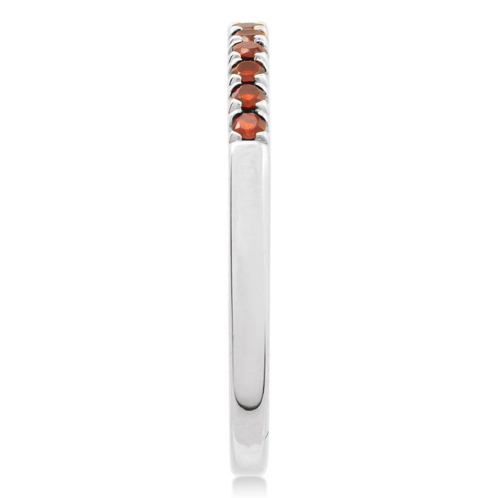 Round Mozambique Garnet Stackable Ring Sterling Silver (0.25ct)