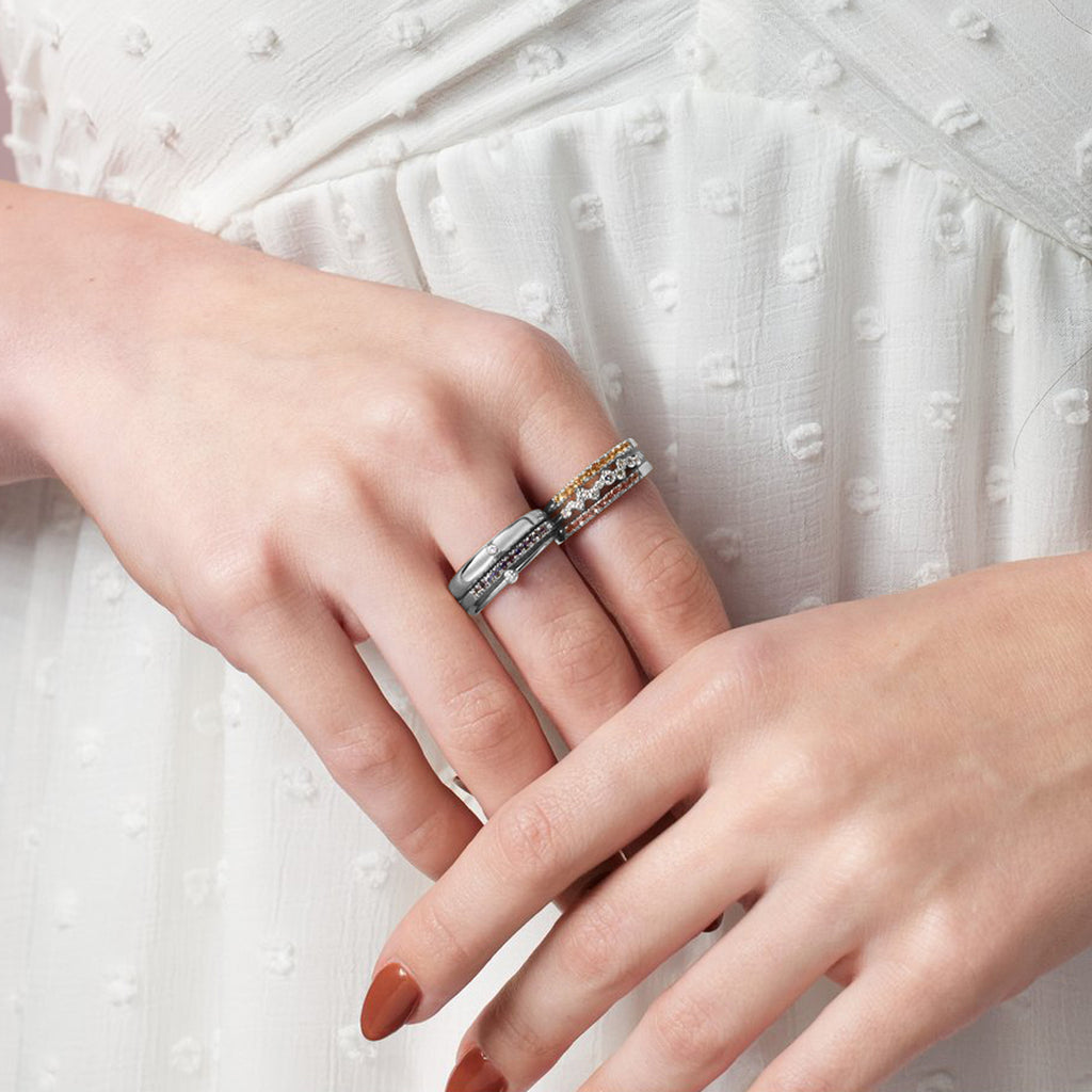 Round Natural Diamond Stackable Ring Sterling Silver (0.17ct)