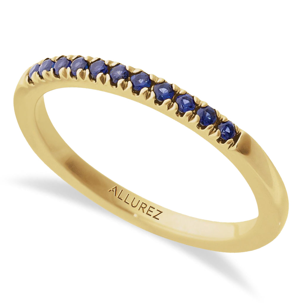 Round Blue Sapphire Stackable Ring 14K Yellow Gold (0.22ct)