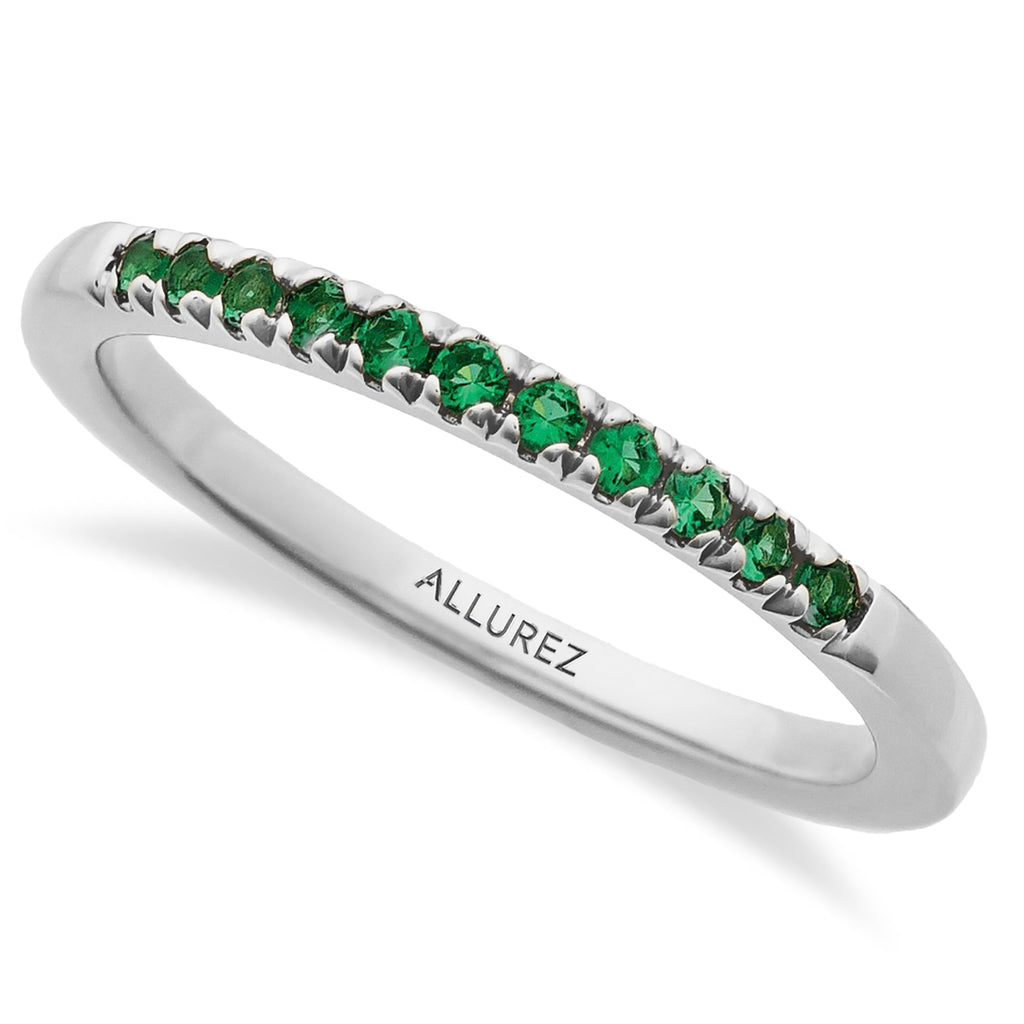 Round Emerald Stackable Ring Sterling Silver (0.22ct)