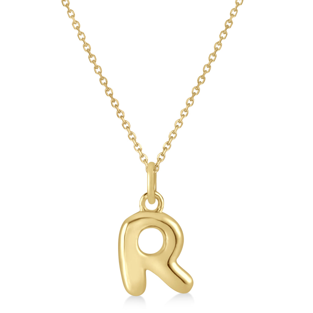 Bubble Font Name Pendant Necklace 14K Yellow Gold