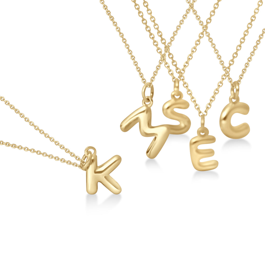 Bubble Font Name Pendant Necklace 14K Yellow Gold