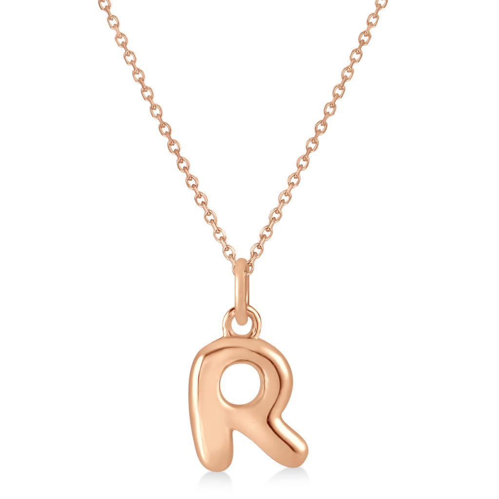 Bubble Font Name Pendant Necklace 14K Rose Gold