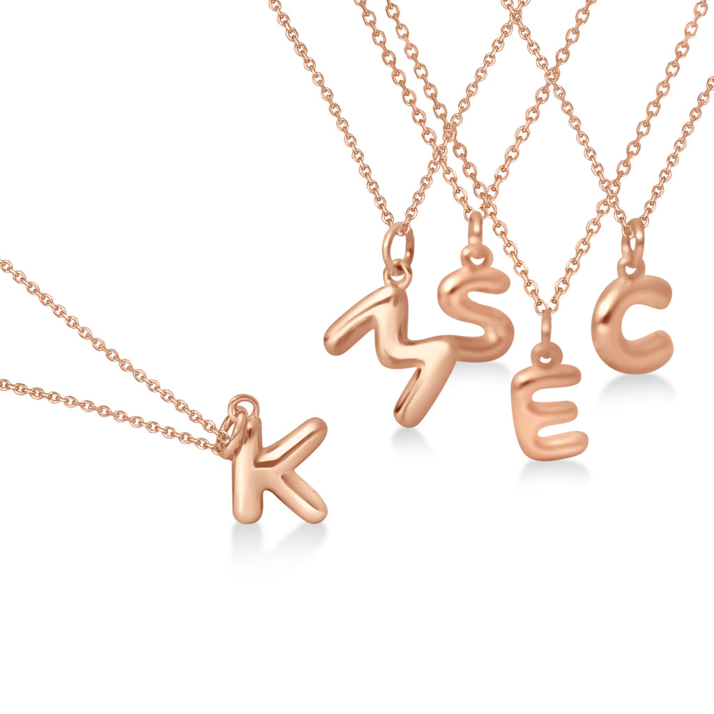 Bubble Font Name Pendant Necklace 14K Rose Gold