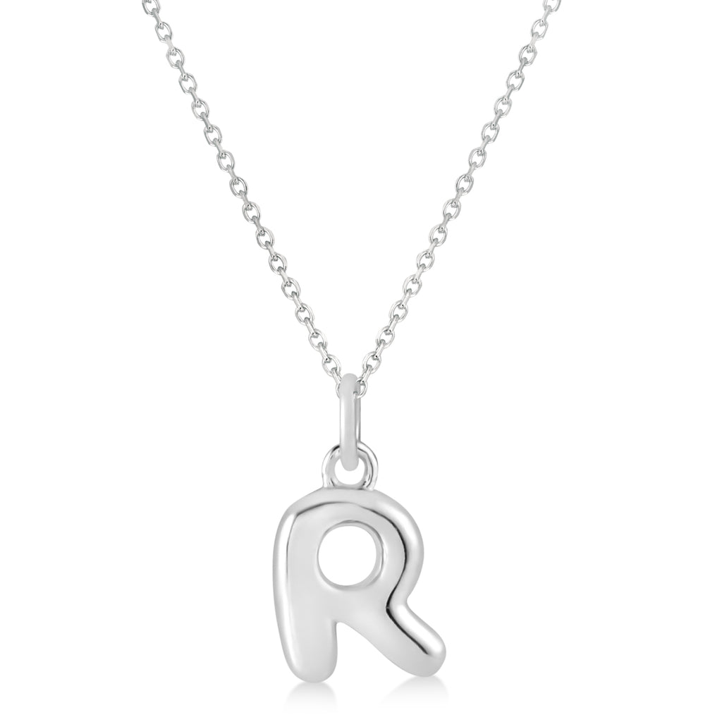 Bubble Font Name Pendant Necklace Sterling Silver