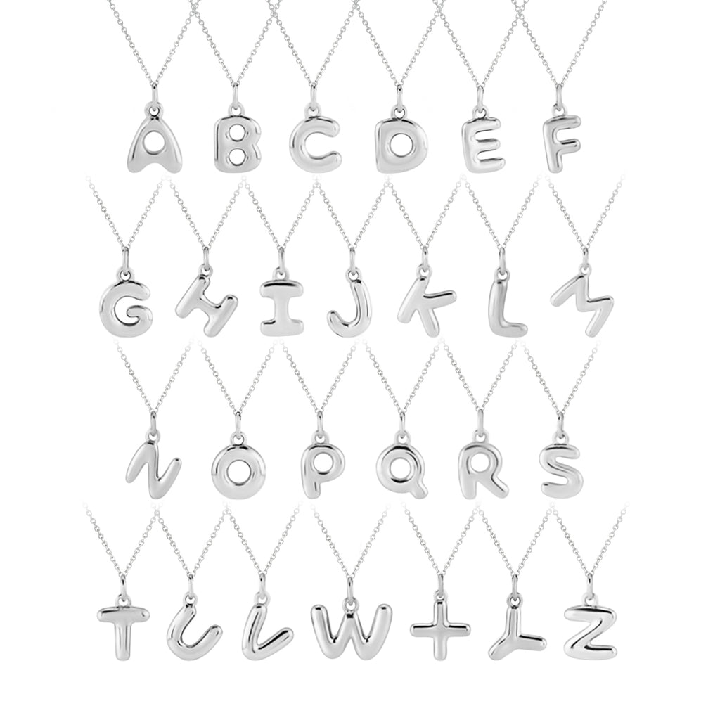 Bubble Font Name Pendant Necklace Sterling Silver
