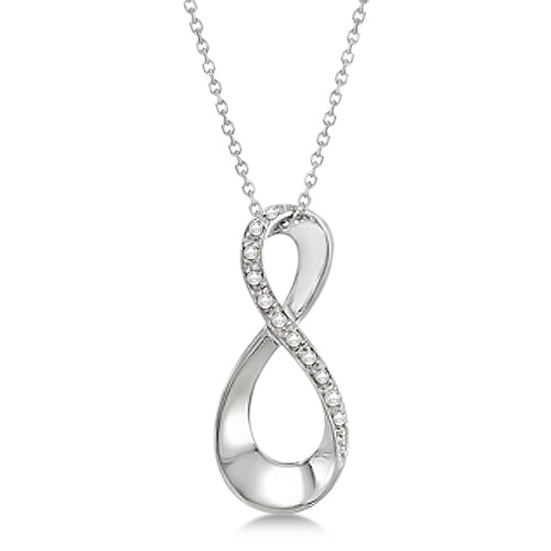 Infinity Diamond Pendant with 18 Inch Chain 14K White Gold 0.05ctw