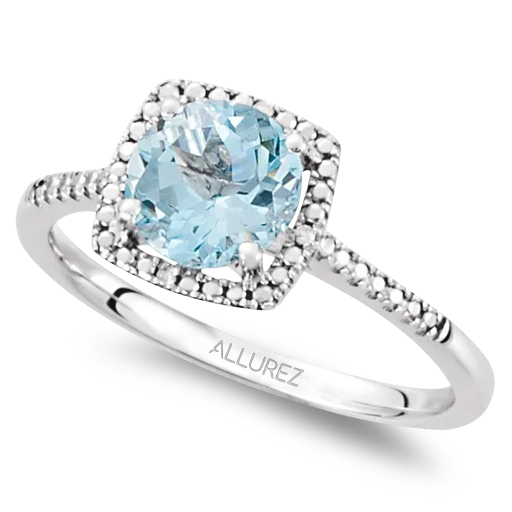 Natural Sky Blue Topaz & Diamond Ring Sterling Silver (1.66ct)