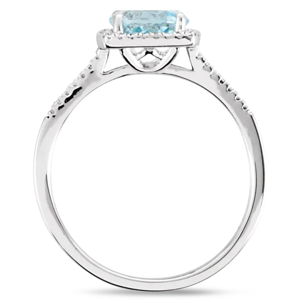 Natural Sky Blue Topaz & Diamond Ring Sterling Silver (1.66ct)