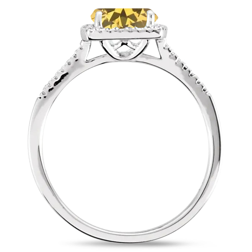 Natural Citrine & Diamond Ring Sterling Silver (1.20ct)