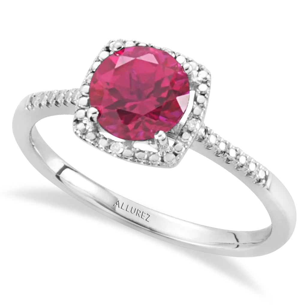 Lab Grown Ruby & Natural Diamond Ring Sterling Silver (1.81ct)