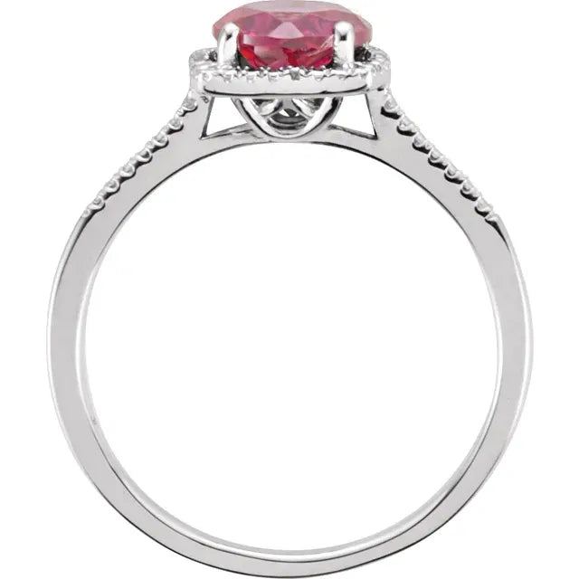 Lab Grown Ruby & Natural Diamond Ring Sterling Silver (1.81ct)