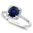Lab  Blue Sapphire & Natural Diamond Ring Sterling Silver (1.84ct)