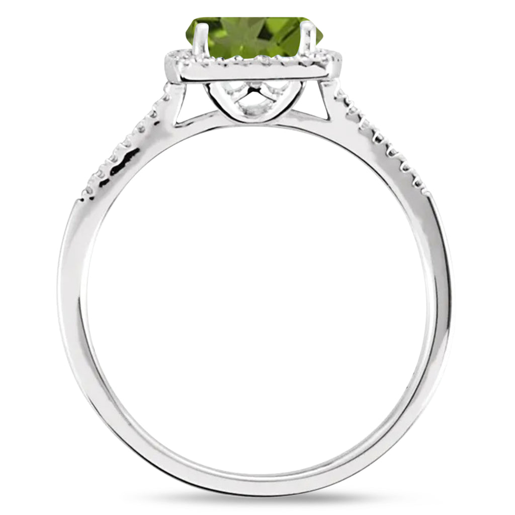 Natural Peridot & Diamond Ring Sterling Silver (1.43ct)