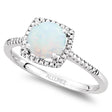 Lab  White Opal & Natural Diamond Ring Sterling Silver (1.01ct)
