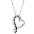 Black & White Twisted Diamond Heart Necklace Sterling Silver 0.21ct