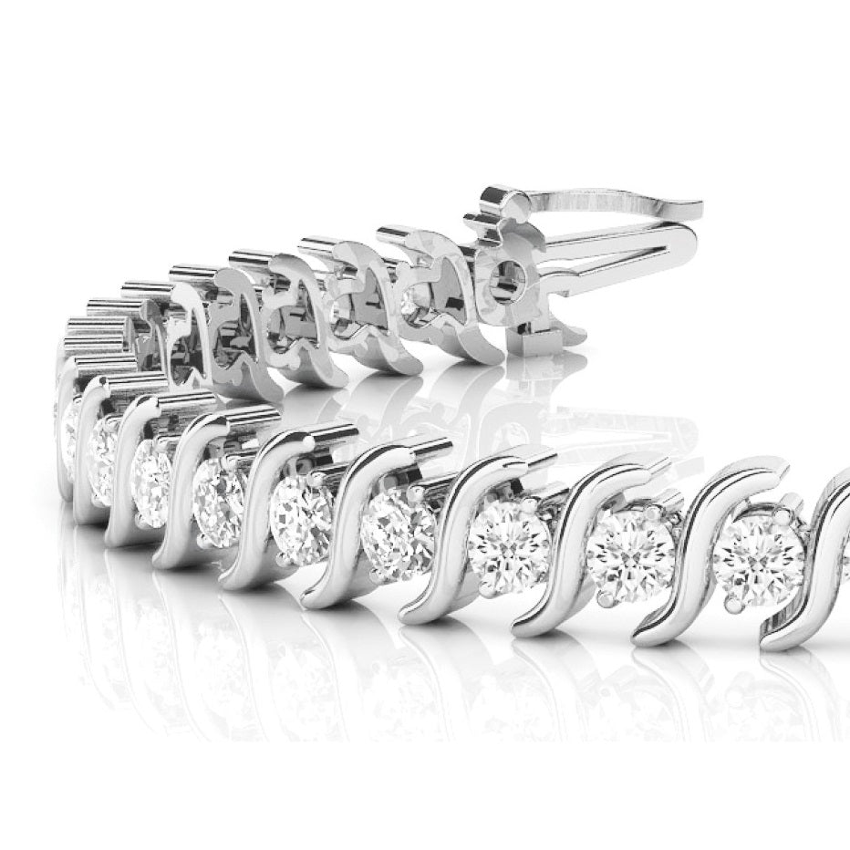 Diamond Tennis S Link Bracelet 14k White Gold (3.08ct)