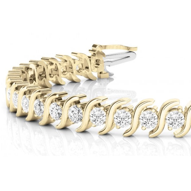 Diamond Tennis S Link Bracelet 14k Yellow Gold (3.08ct)