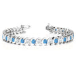 Blue Topaz Tennis S Link Bracelet 14k White Gold (4.00ct)