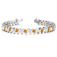 Citrine & Diamond Tennis S Link Bracelet 14k White Gold (4.00ct)