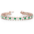 Emerald & Diamond Tennis S Link Bracelet 14k Rose Gold (4.00ct)