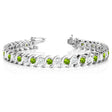 Peridot & Diamond Tennis S Link Bracelet 14k White Gold (4.00ct)