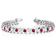 Ruby & Diamond Tennis S Link Bracelet 14k White Gold (4.00ct)