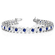 Blue Sapphire & Diamond Tennis S Link Bracelet 18k White Gold (6.00ct)
