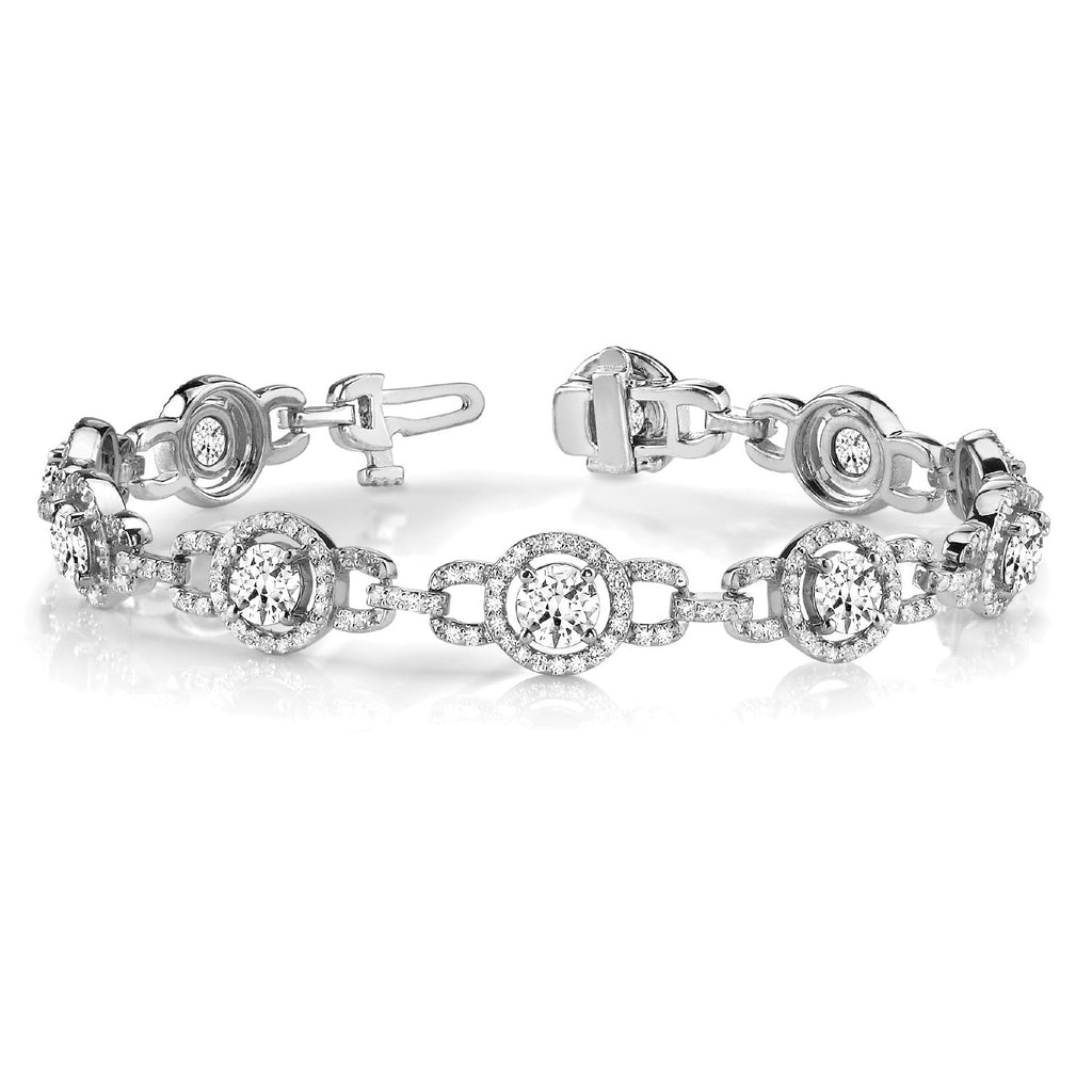Luxury Halo Lab Diamond Halo Link Bracelet 14k White Gold (5.00ct)