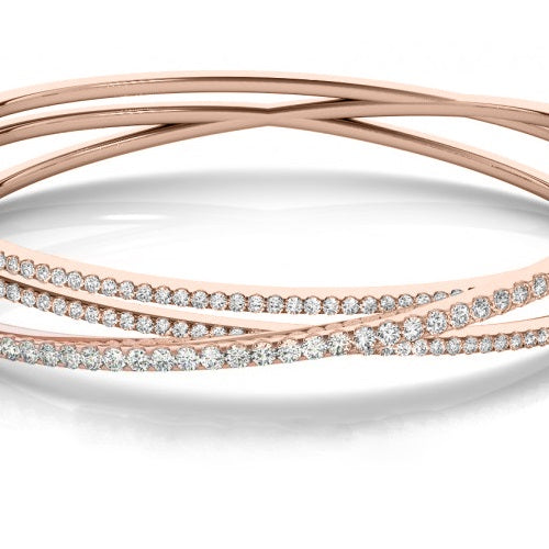 Diamond Multi-Row Bangle Bracelet 14k Rose Gold (2.27ct)