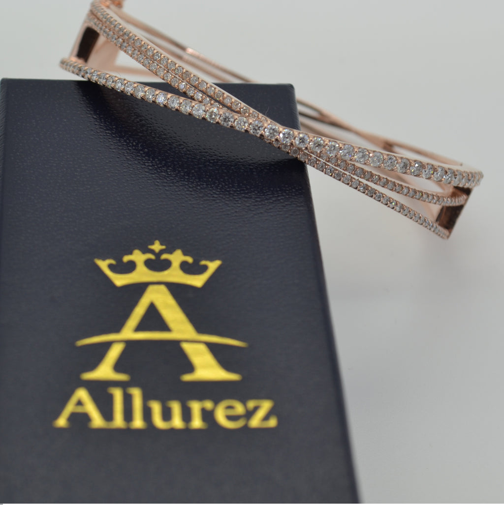 Diamond Multi-Row Bangle Bracelet 14k Rose Gold (2.27ct)