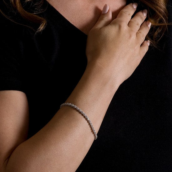 Milgrain Diamond Bolo Bracelet 18k White Gold (1.00ct)