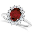 Oval Mozambique Garnet & Diamond Halo Ring 14K White Gold (1.81ct)