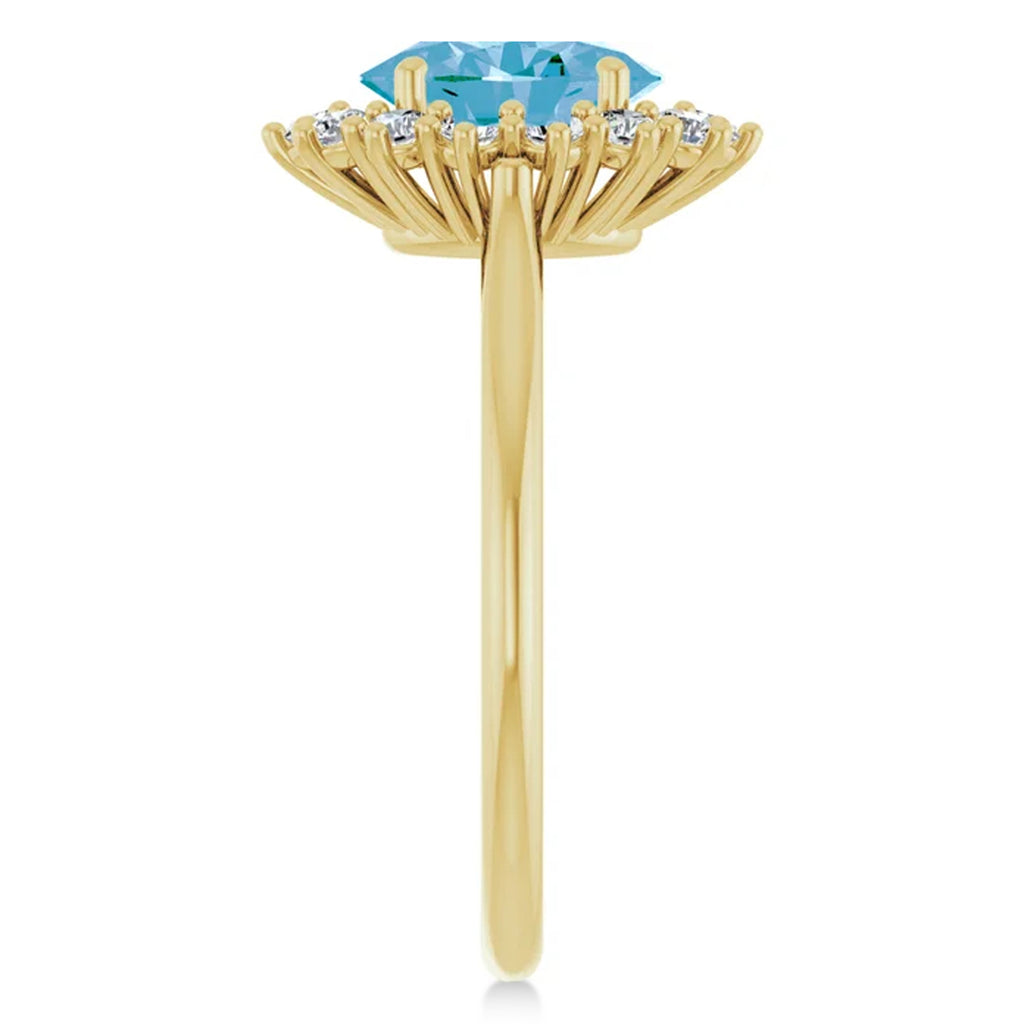 Oval Blue Topaz & Diamond Halo Ring 14K Yellow Gold (1.95ct)