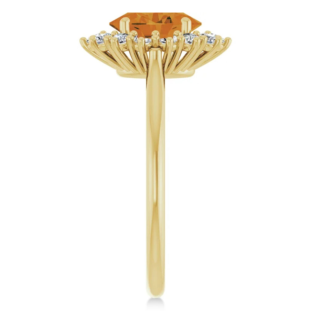 Oval Citrine & Diamond Halo Ring 14K Yellow Gold (1.66ct)