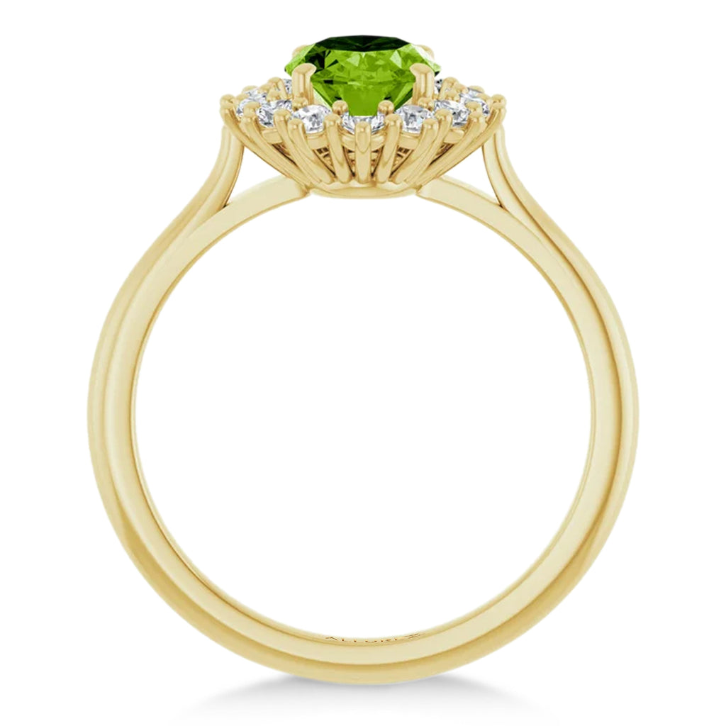 Oval Peridot & Diamond Halo Ring 14K Yellow Gold (1.83ct)