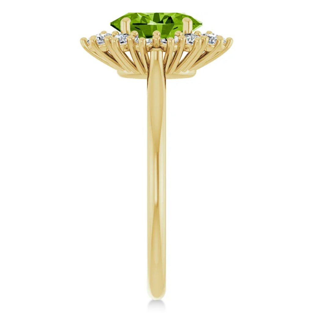 Oval Peridot & Diamond Halo Ring 14K Yellow Gold (1.83ct)