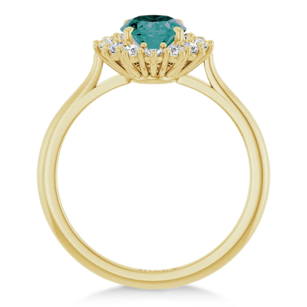 Oval Lab  Alexandrite & Diamond Halo Ring 14K Yellow Gold (2.02ct)