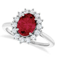 Oval Lab  Ruby & Diamond Halo Ring 14K White Gold (2.16ct)