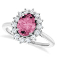 Oval Pink Tourmaline & Diamond Halo Ring 14K White Gold (1.72ct)