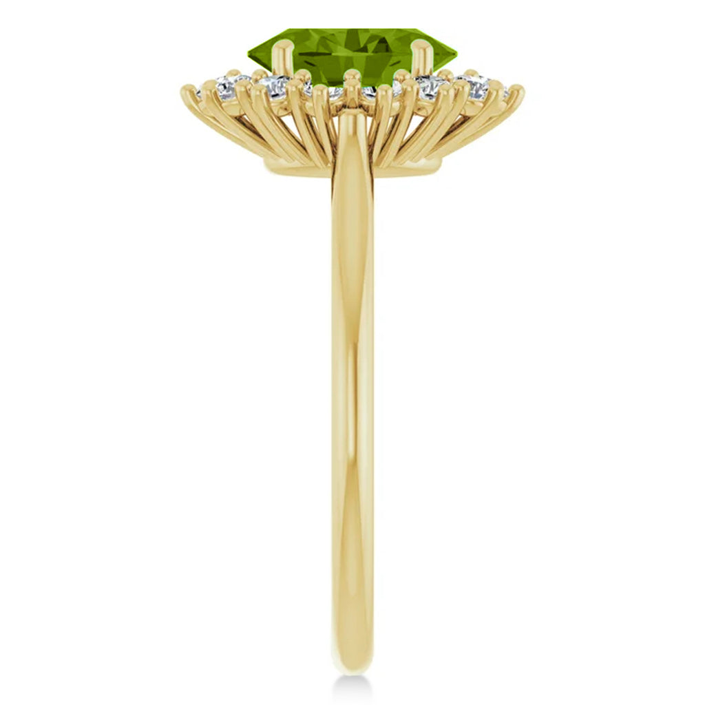 Oval Lab  Peridot & Diamond Halo Ring 14K Yellow Gold (1.76ct)