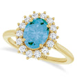 Oval Blue Topaz & Diamond Halo Ring 14K Rose Gold (1.95ct)