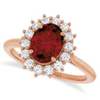 Oval Mozambique Garnet & Diamond Halo Ring 14K Rose Gold (1.81ct)