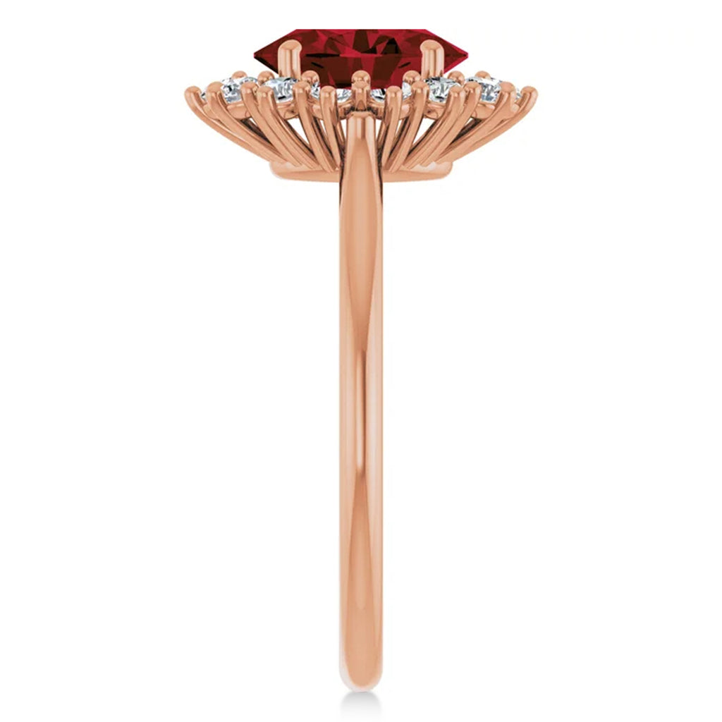 Oval Mozambique Garnet & Diamond Halo Ring 14K Rose Gold (1.81ct)