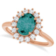 Oval Lab  Alexandrite & Diamond Halo Ring 14K Rose Gold (2.02ct)