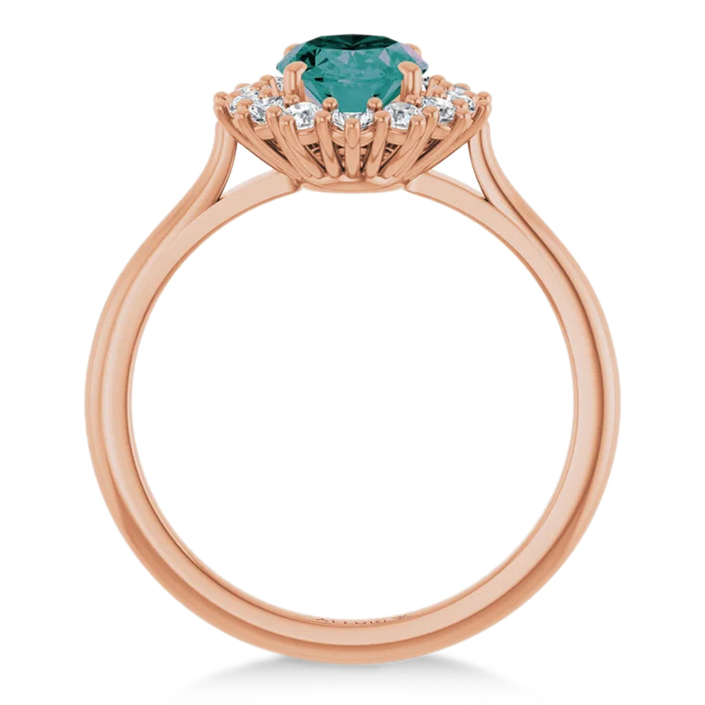 Oval Lab  Alexandrite & Diamond Halo Ring 14K Rose Gold (2.02ct)