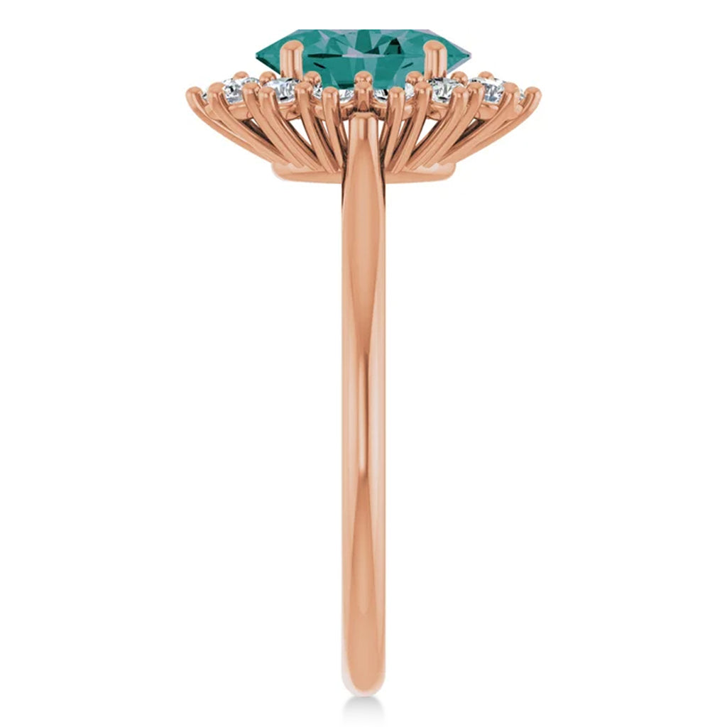 Oval Lab  Alexandrite & Diamond Halo Ring 14K Rose Gold (2.02ct)