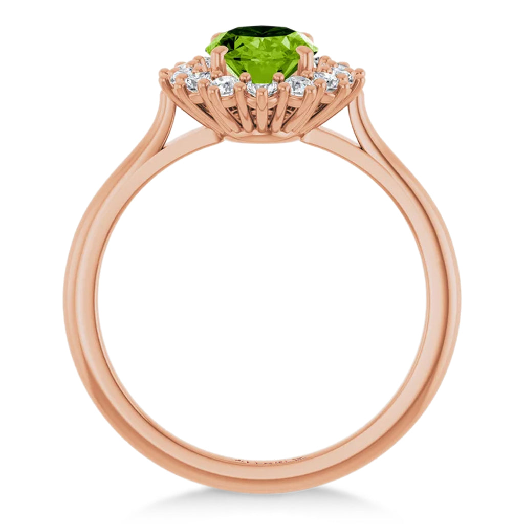Oval Peridot & Diamond Halo Ring 14K Rose Gold (1.83ct)