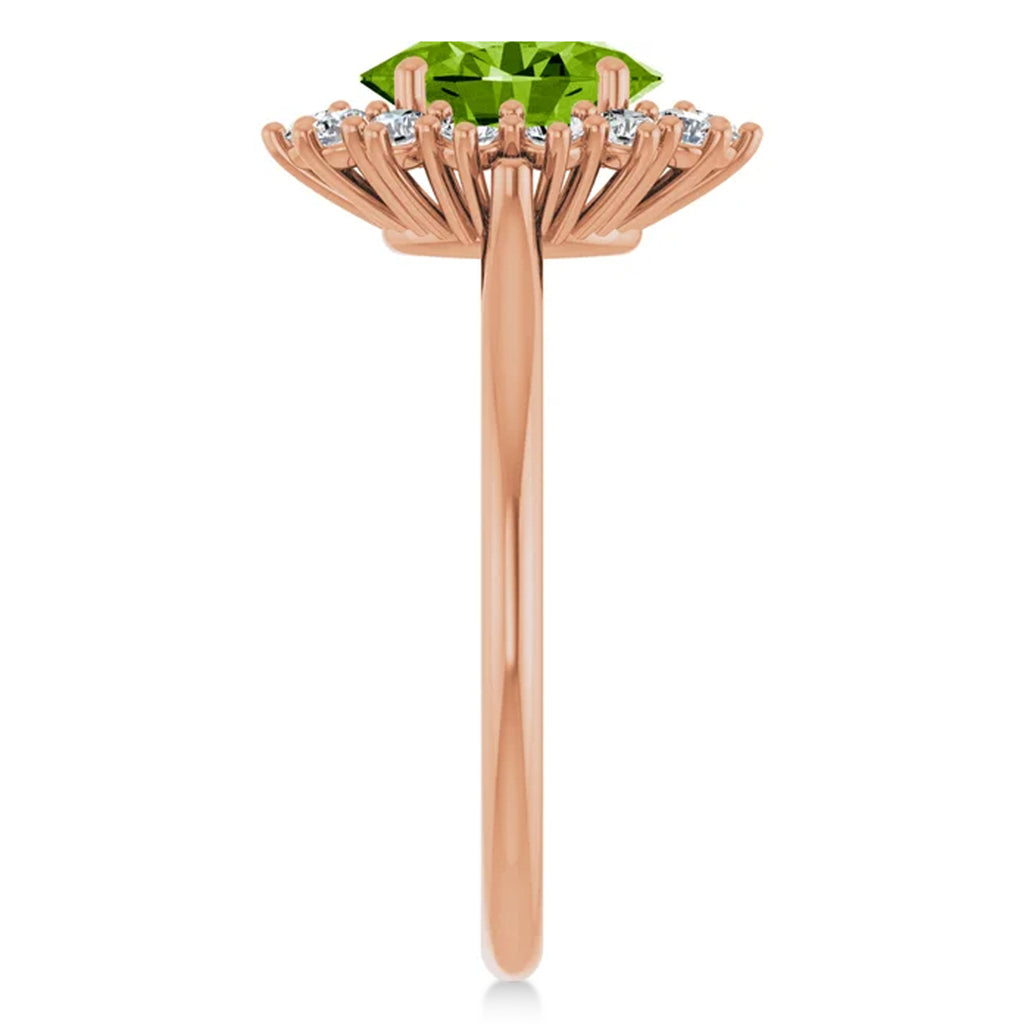 Oval Peridot & Diamond Halo Ring 14K Rose Gold (1.83ct)